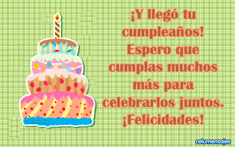 ¡Y llegó tu cumpleaños! Espero que cumplas muchos más para celebrarlos juntos. ¡Felicidades!