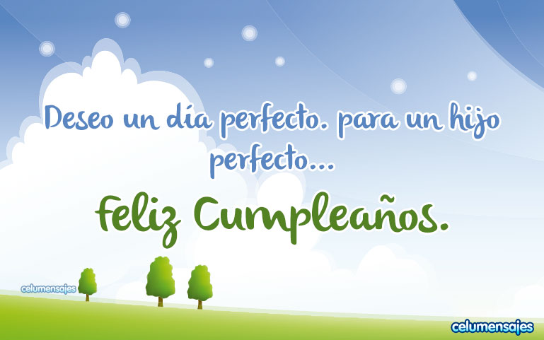 Deseo un día perfecto. para un hijo perfecto... Feliz Cumpleaños