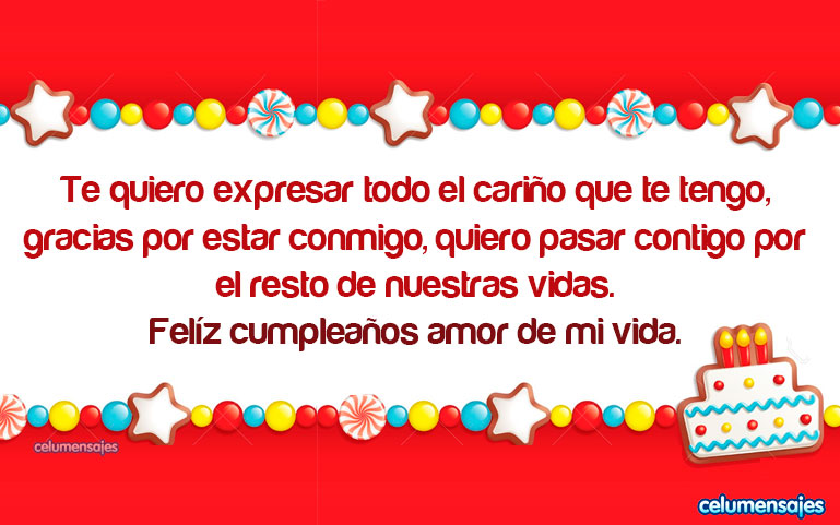 Te quiero expresar todo el cariño que te tengo, gracias por estar conmigo, quiero pasar contigo por el resto de nuestras vidas. Feliz cumpleaños amor de mi vida.