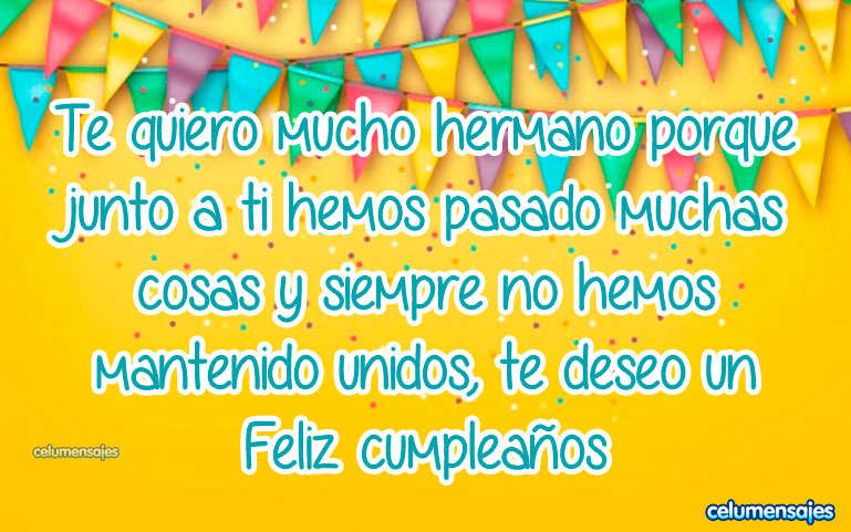 Te quiero mucho hermano porque junto a ti hemos pasado muchas cosas y siempre no hemos mantenido unidos, te deseo un feliz cumpleaños