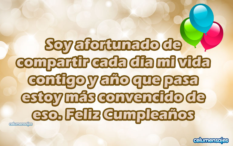 Soy afortunado de compartir cada día mi vida contigo y año que pasa estoy más convencido de eso. Feliz Cumpleaños
