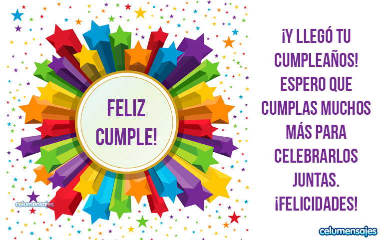 ¡Y llegó tu cumpleaños! Espero que cumplas muchos más para celebrarlos juntas. ¡Felicidades!