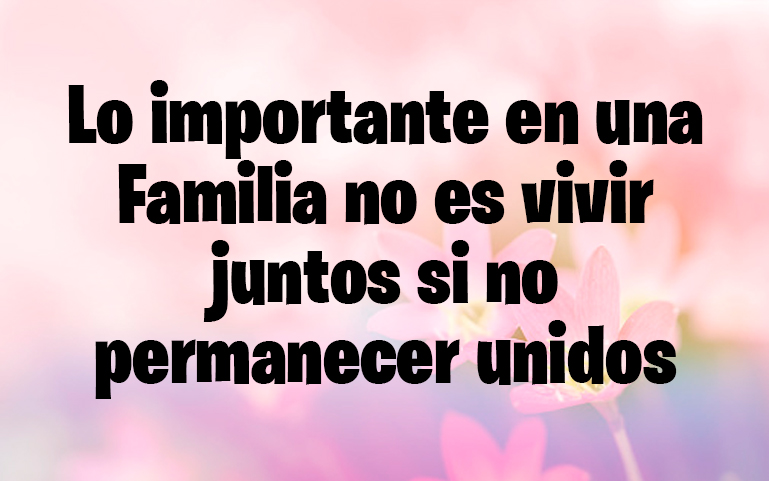 Lo importante en una Familia no es vivir juntos si no permanecer unidos