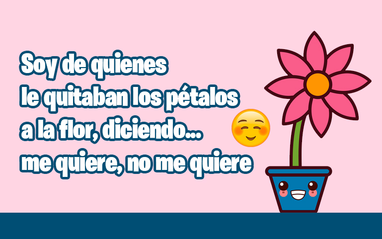 Soy de quienes le quitaban los pétalos a la flor, diciendo... me quiere, no me quiere