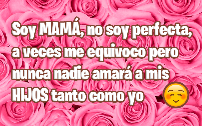 Soy MAMÁ, no soy perfecta, a veces me equivoco pero nunca nadie amará a mis HIJOS tanto como yo